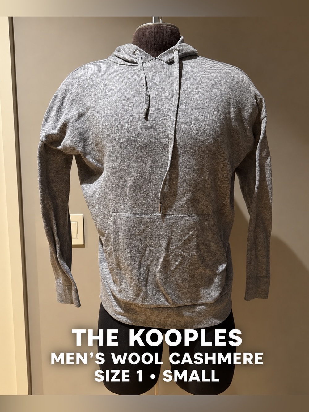 The Kooples Men’s Gray Wool Cashmere Hoodie Size 1 Small